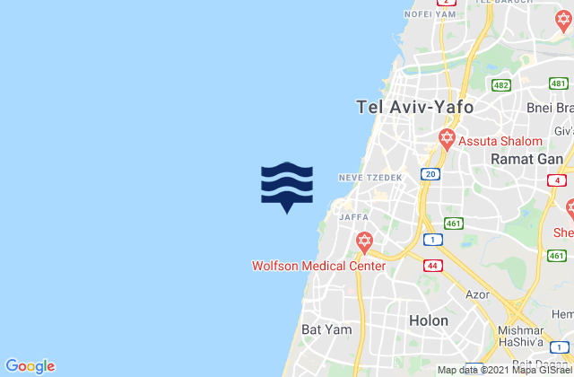 Karte der Gezeiten Tel Aviv-Yafo, Palestinian Territory