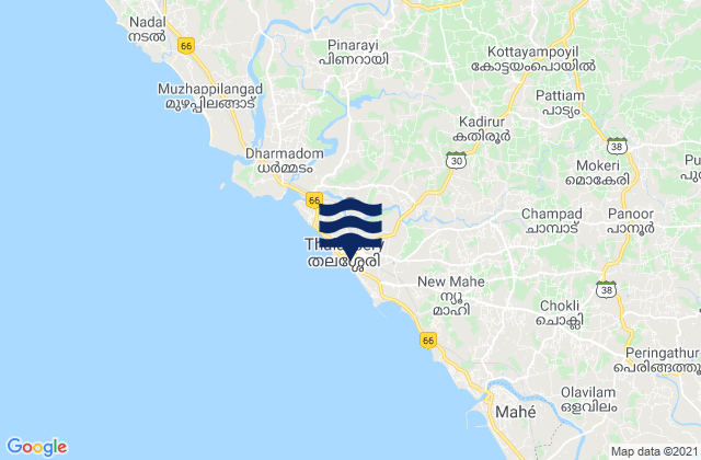 Karte der Gezeiten Tellicherry, India