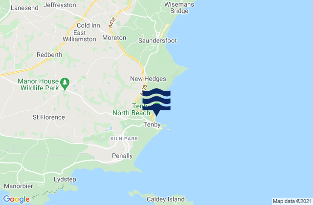 Karte der Gezeiten Tenby (North Beach), United Kingdom