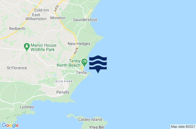 Karte der Gezeiten Tenby Beach, United Kingdom