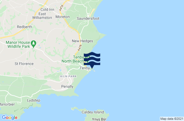 Karte der Gezeiten Tenby Castle Beach, United Kingdom