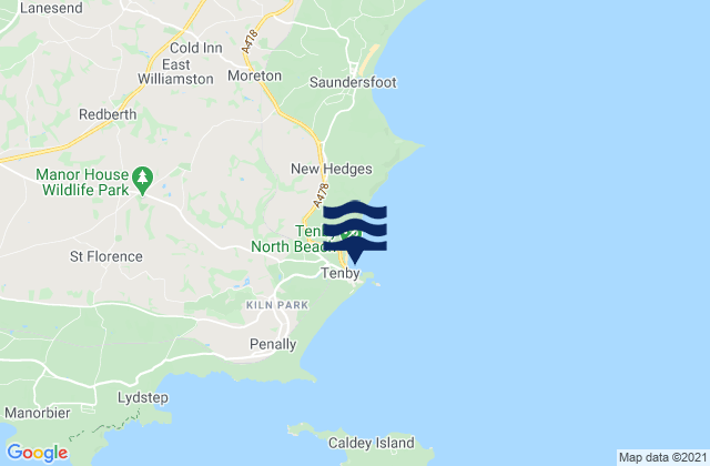 Karte der Gezeiten Tenby North and Harbour Beach, United Kingdom