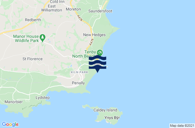 Karte der Gezeiten Tenby South Beach, United Kingdom