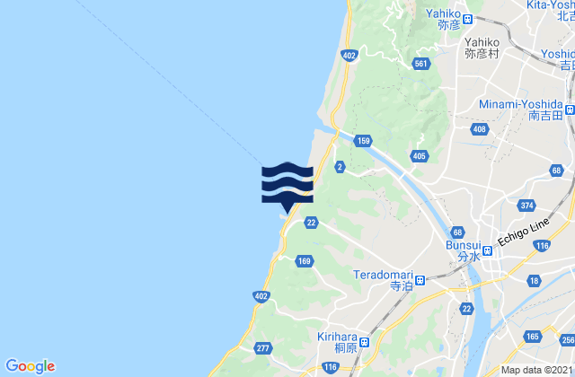Karte der Gezeiten Teradomari, Japan