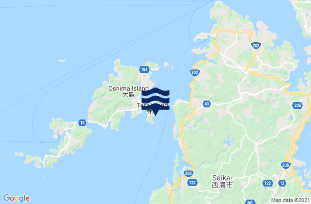 Karte der Gezeiten Terashima Suido, Japan
