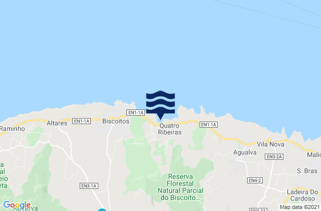 Karte der Gezeiten Terceira - Baia Das Quatro Ribeiras, Portugal