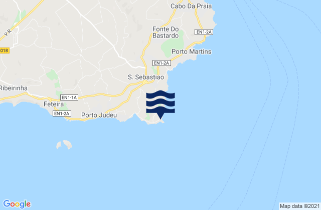 Karte der Gezeiten Terceira - Contendas, Portugal