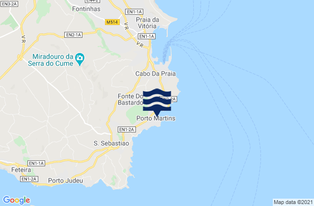 Karte der Gezeiten Terceira - Porto Martins, Portugal