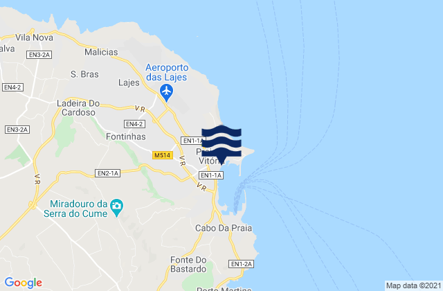 Karte der Gezeiten Terceira - Praia da Vitoria, Portugal