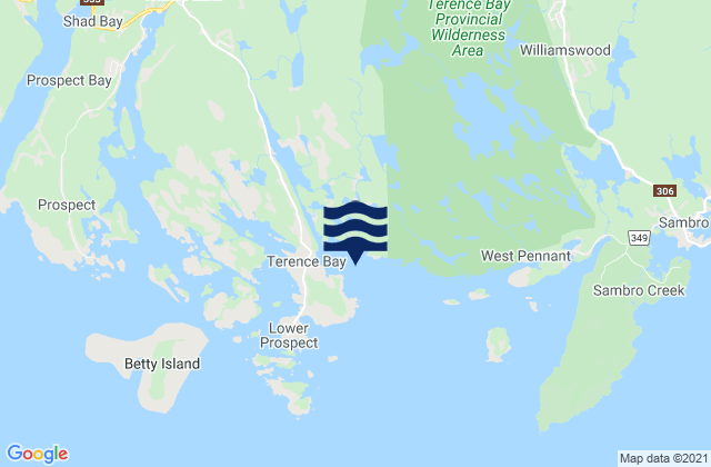 Karte der Gezeiten Terence Bay, Canada