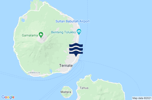 Karte der Gezeiten Ternate Halmahera Island, Indonesia