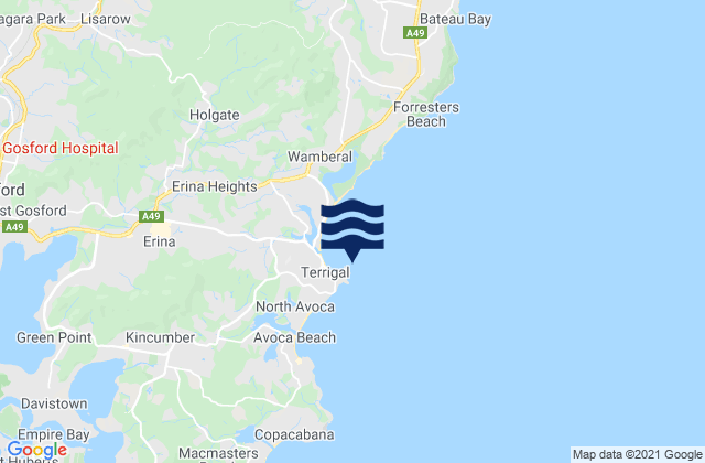 Karte der Gezeiten Terrigal Haven, Australia