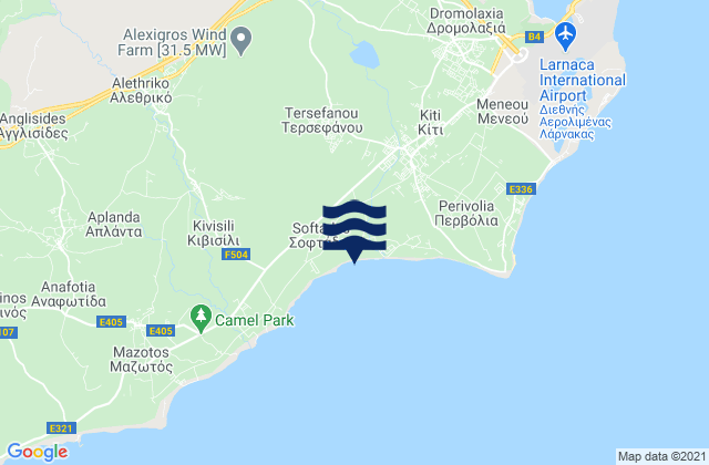 Karte der Gezeiten Tersefánou, Cyprus