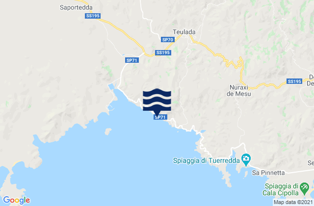 Karte der Gezeiten Teulada, Italy