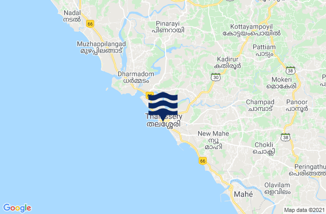 Karte der Gezeiten Thalassery, India