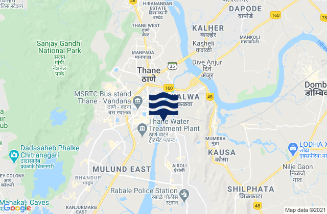 Karte der Gezeiten Thane, India