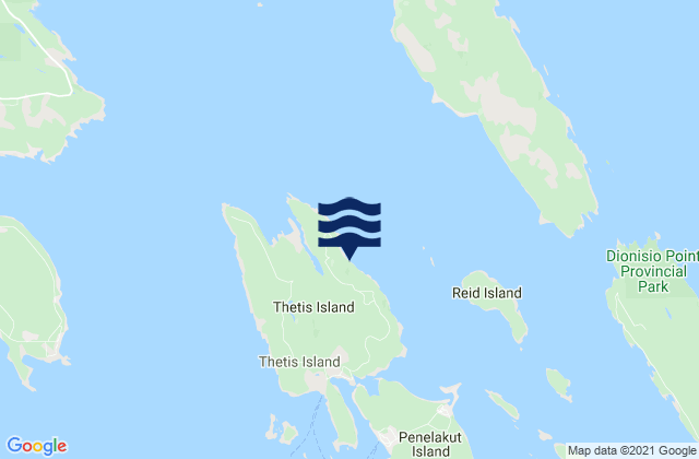 Karte der Gezeiten Thetis Island, Canada