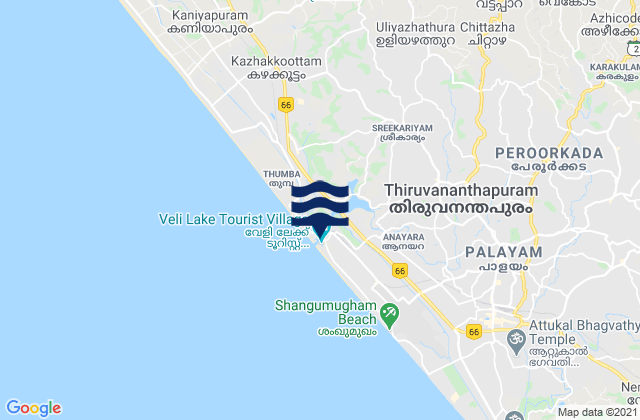 Karte der Gezeiten Thiruvananthapuram, India