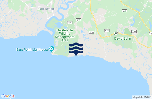 Karte der Gezeiten Thompsons Beach, United States