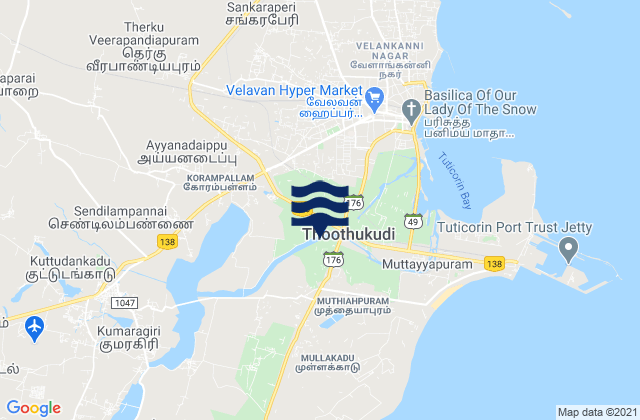Karte der Gezeiten Thoothukkudi, India