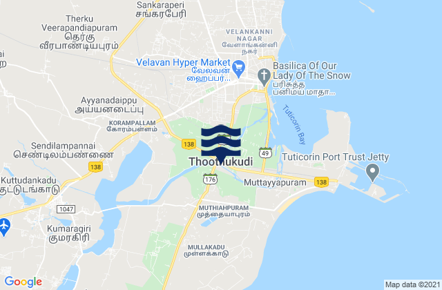 Karte der Gezeiten Thoothukudi, India