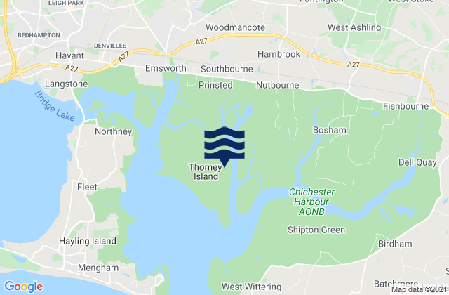 Karte der Gezeiten Thorney Island, United Kingdom