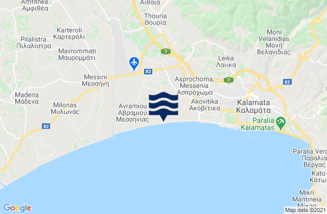 Karte der Gezeiten Thouría, Greece
