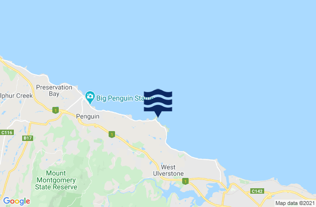 Karte der Gezeiten Three Sisters, Australia