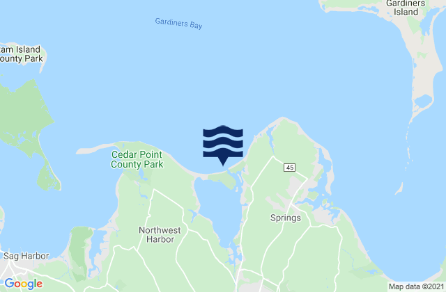 Karte der Gezeiten Threemile Harbor Entrance Gardiners Bay, United States