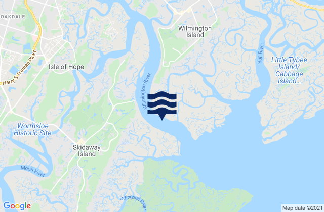 Karte der Gezeiten Thunderbolt SE of Wilmington River, United States