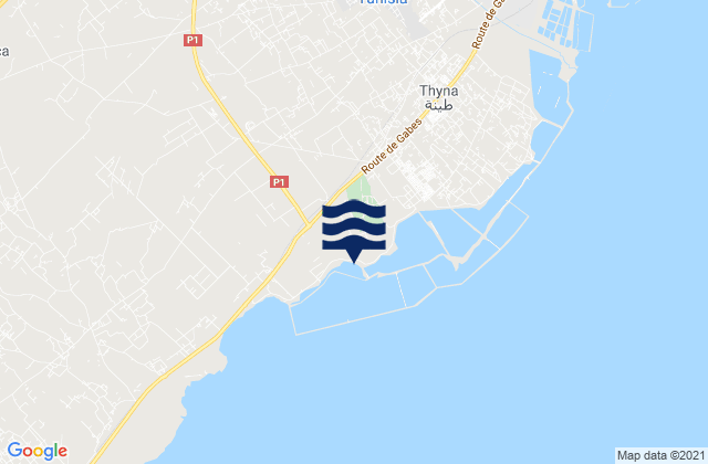 Karte der Gezeiten Thyna, Tunisia