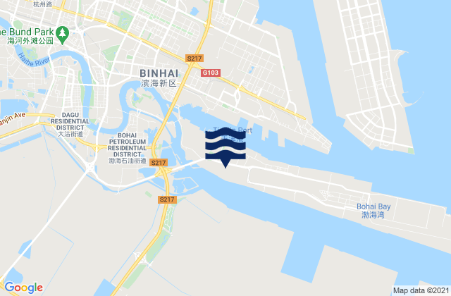 Karte der Gezeiten Tianjin Xingang, China