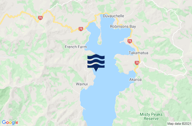Karte der Gezeiten Tikao Bay, New Zealand