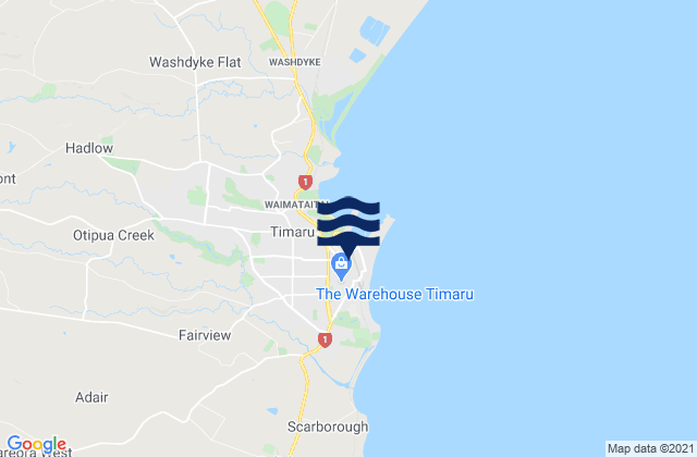 Karte der Gezeiten Timaru Harbour, New Zealand