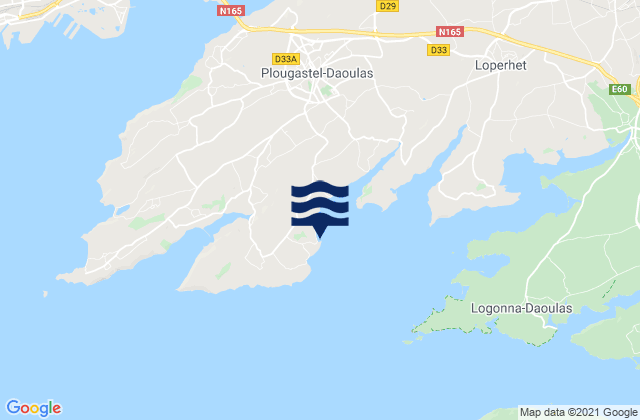 Karte der Gezeiten Tinduff, France