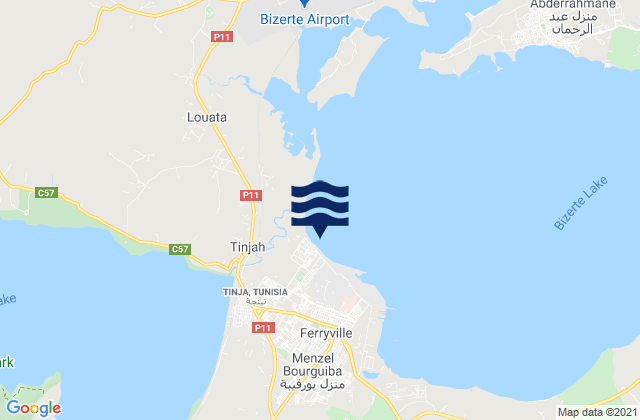 Karte der Gezeiten Tinja, Tunisia