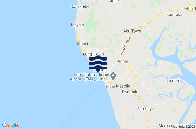 Karte der Gezeiten Tintafor, Sierra Leone