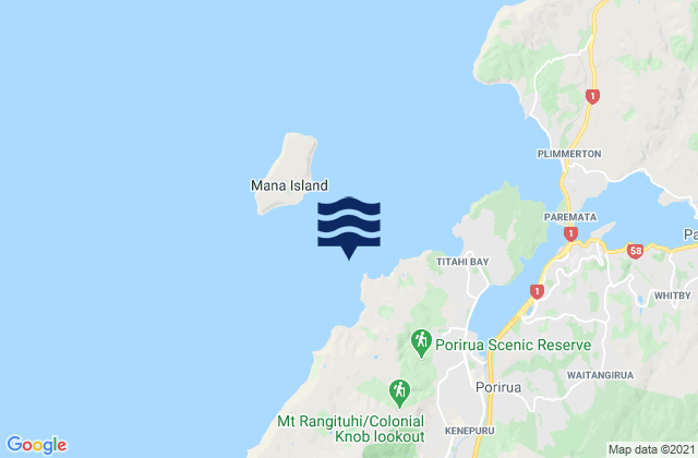 Karte der Gezeiten Tirau Bay, New Zealand