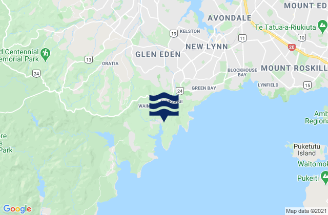 Karte der Gezeiten Titirangi Beach, New Zealand