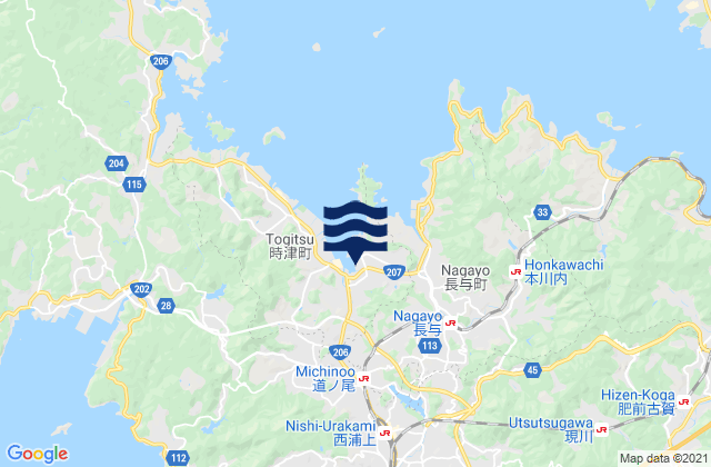 Karte der Gezeiten Togitsu, Japan