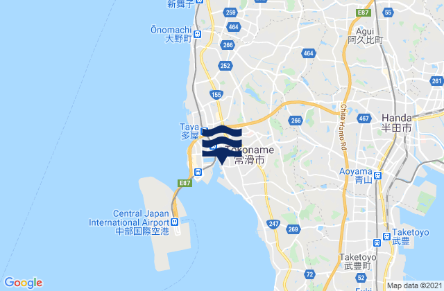 Karte der Gezeiten Tokoname-shi, Japan