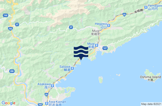 Karte der Gezeiten Tokushima-ken, Japan