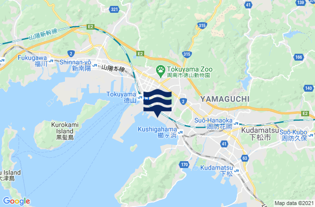 Karte der Gezeiten Tokuyama, Japan
