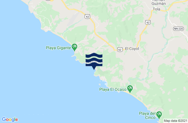 Karte der Gezeiten Tola, Nicaragua