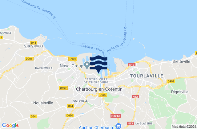 Karte der Gezeiten Tollevast, France