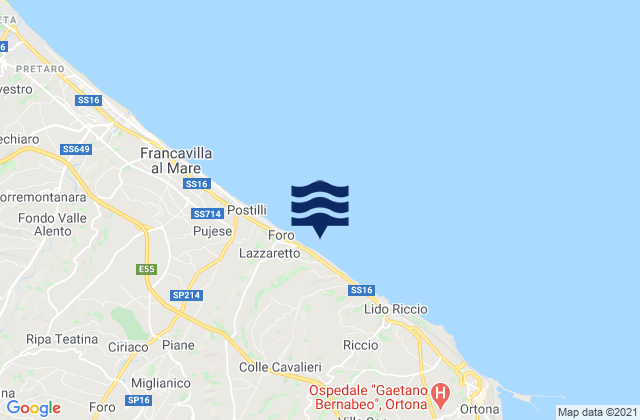 Karte der Gezeiten Tollo, Italy
