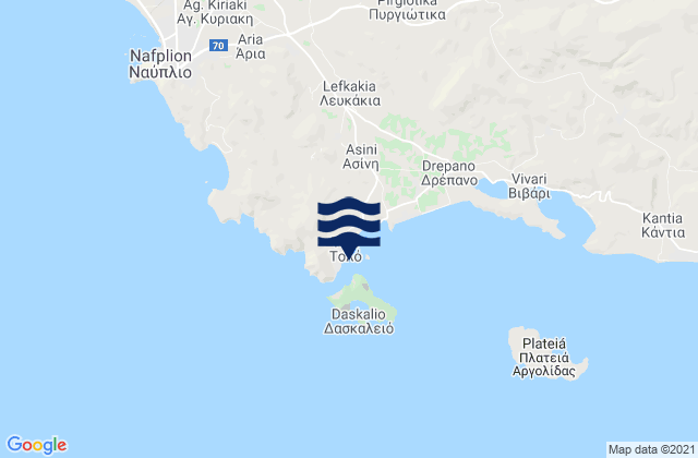Karte der Gezeiten Tolón, Greece