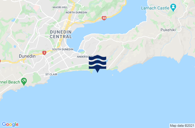 Karte der Gezeiten Tomahawk Beach, New Zealand