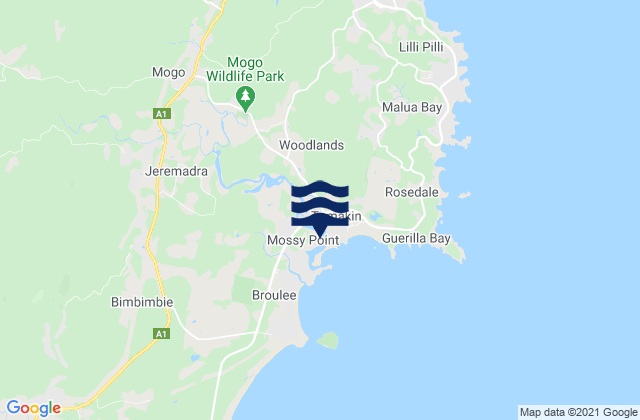 Karte der Gezeiten Tomakin Beach, Australia