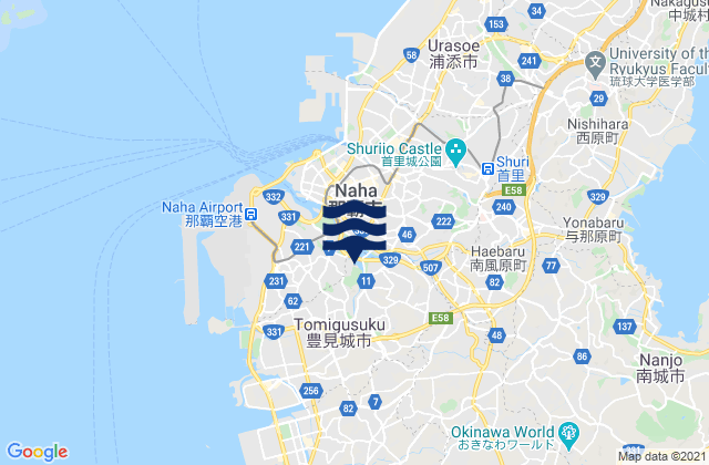 Karte der Gezeiten Tomigusuku, Japan